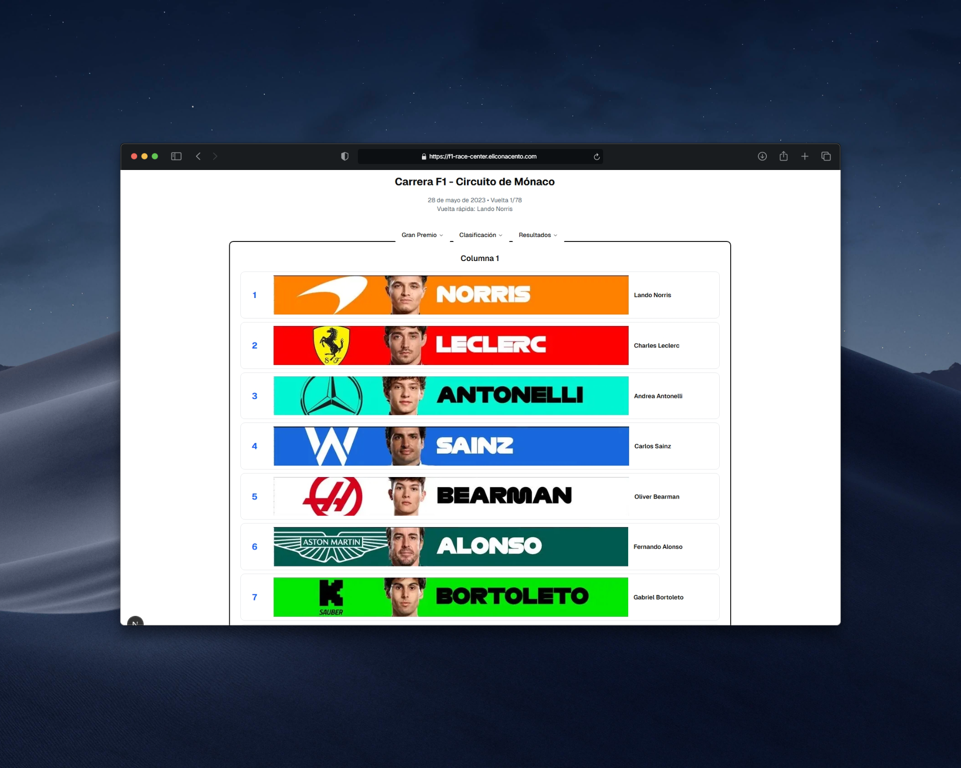 Imagen del proyecto F1 Race Center